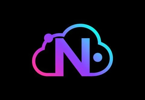 Initial N monogram letter with the cloud. Cloud computing service logo. Clo.. Stock Illustration