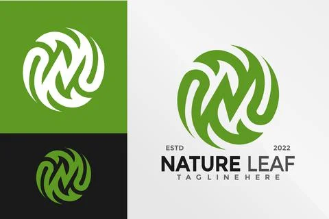 Initial N Nature Leaf Logo Design Vector illustration template 스톡 일러스트