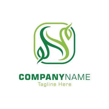 Initial N nature tree branch leaf illustration logo design Stock Illustration