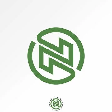 Initial N or Z line font circle connected infinity to monogram typography tech Stock Illustration