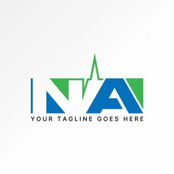 Initial NA font negative space frequency health pulse tech set monogram brand Stock Illustration