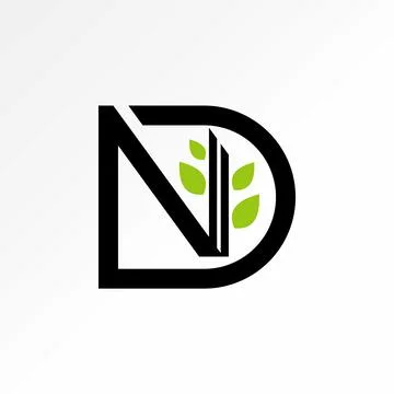 Initial ND or DN font plant stalk leaves leaf to nature monogram typography Stock Illustration