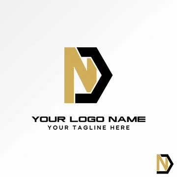 Initial ND or NC line sport font on triangle to monogram typography brand Illustrazione stock