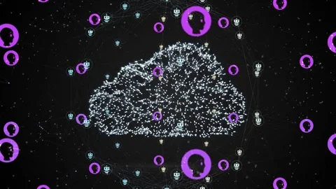 Initial node pulse starting central cloud forming, nodes moving inward and Stock Footage 334703384