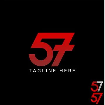 Initial number 57 line font connect anniversary monogram typography brand Stock Illustration