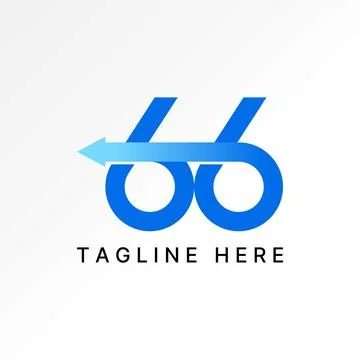 Initial number 66 font connect arrow turn back monogram typography anniversary Illustrazione stock