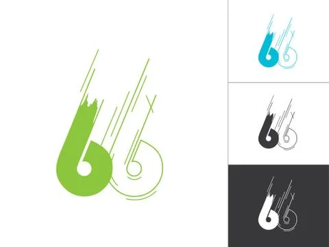 Initial Number 66 Logotype Line Sketch Concept in Vector Number Logo Design Stock Illustration
