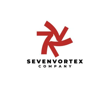 Initial number of seven vortex logo Stock Illustration