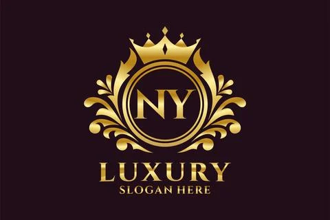 Initial NY Letter Royal Luxury Logo template in vector art for luxurious br.. Stock Illustration