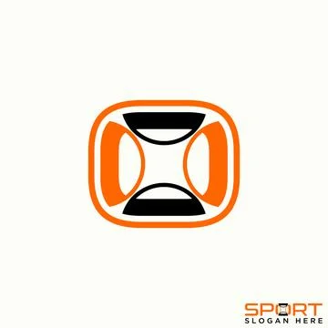 Initial O font badge cutting line ball Sport to monogram typography branding Stock Illustration