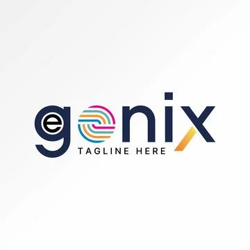 Initial O font rotating line latter Genix Genius word monogram typography smart Stock Illustration
