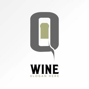 Initial O font wine bottle negative space. Related monogram typography therapy Stock Illustration