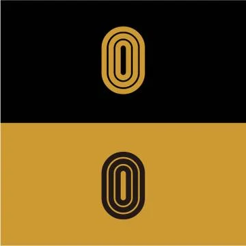Initial O letter monogram linear pattern, gold and black parallel lines creat Illustrazione stock