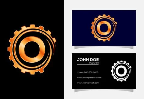 Initial O monogram alphabet in a gear spiral. Gear engineer logo design. Lo.. Stock Illustration
