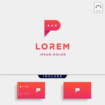 Initial P Chat Logo Design Vector Illustration Stock Illustration