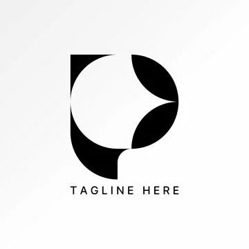 Initial P font abstract art negative space pattern monogram typography brand Illustrazione stock