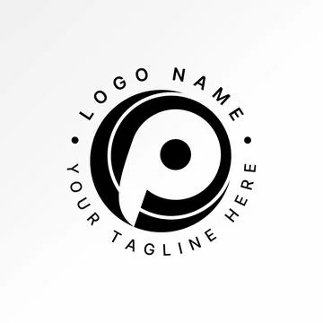 Initial P font circle cut negative space pattern to monogram typography brand Stock Illustration