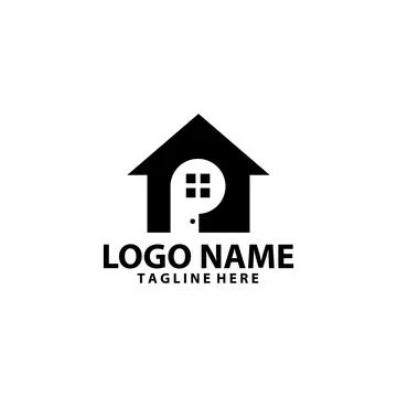 Initial P inside home property simple logo design vector Illustrazione stock