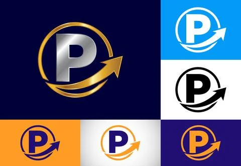 Initial P monogram alphabet symbol design incorporated with the arrow. Fina.. Stock Illustration