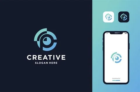 Initial p with signal icon logo design inspirations Stock Illustration