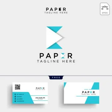 Initial paper E logo template and business card Illustrazione stock