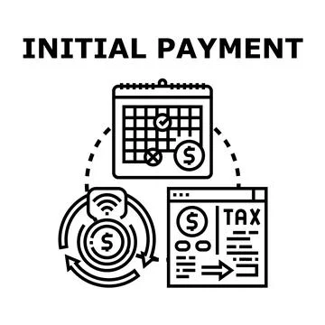Initial payment concept with financial planning and digital transactions Stock Illustration