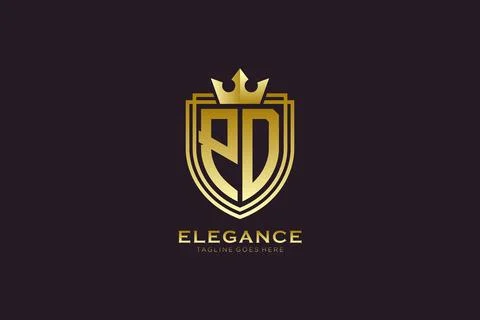Initial PD elegant luxury monogram logo or badge template with scrolls and .. Stock Illustration