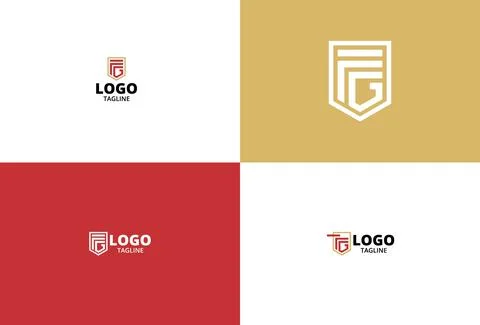 Initial PG letter with shield style	 Stock Illustration