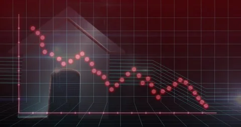 Initial pink point appearing on red grid, plotting zigzagging downward while 動画素材 317659987