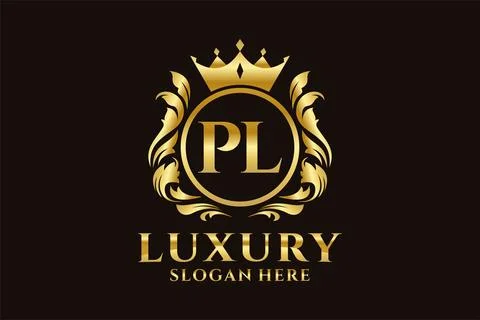 Initial PL Letter Royal Luxury Logo template in vector art for luxurious br.. Stock Illustration