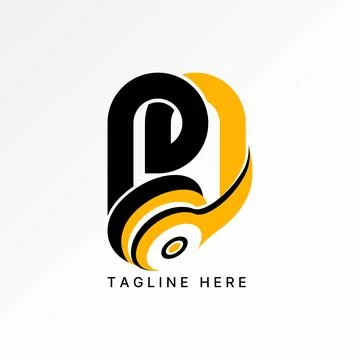 Initial PN or M font earphone headset DJ sound song listen play music voice Stock Illustration