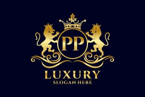 Initial PP Letter Lion Royal Luxury Logo template in vector art for luxurio.. Illustrazione stock
