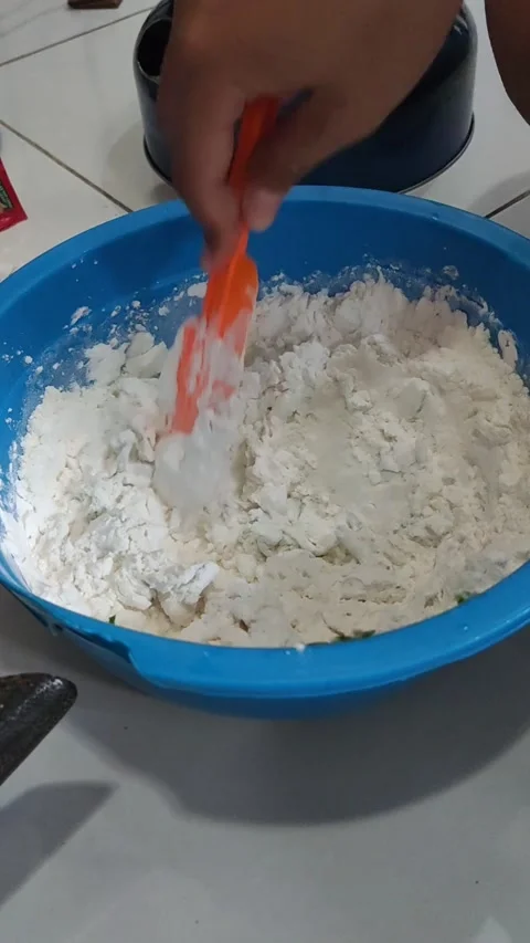 The initial process of making a traditional Indonesian snack called Sempol Stock Footage 201006059