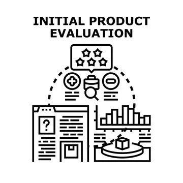 Initial product evaluation analyzing quality testing and feedback Stock Illustration