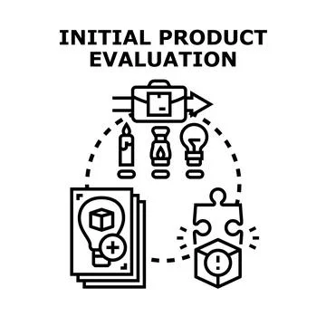 Initial product evaluation process planning and development Stock Illustration