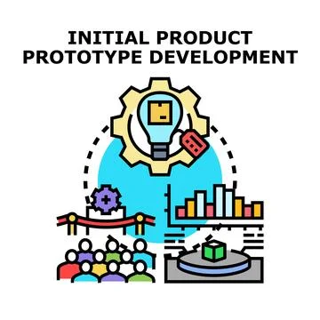 Initial product prototype development process concept Stock Illustration