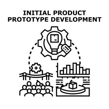 Initial product prototype development process concept Stock Illustration