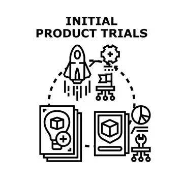 Initial product trials testing product development process Stock Illustration