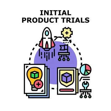 Initial product trials testing product development process Stock Illustration