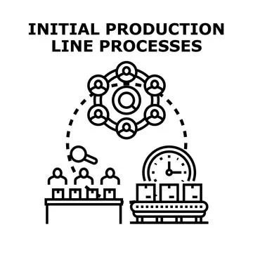 Initial production line processes development and strategy Stock Illustration