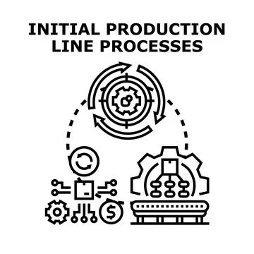 Initial production processes for efficient manufacturing workflow Stock Illustration