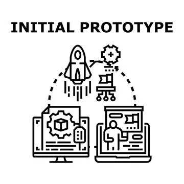 Initial prototype development engineering and product launching process Stock Illustration