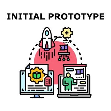 Initial prototype development engineering and product launching process 스톡 일러스트