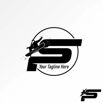 Initial PS or SP font snowboarding sky sport monogram typography brand Illustrazione stock