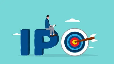 Initial public offering IPO illustration concept with flat design style, bu.. Stock Illustration