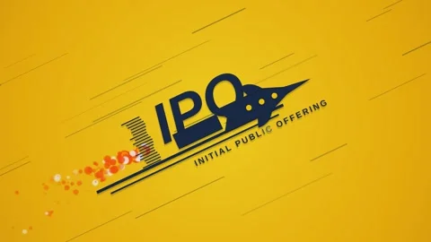 Initial public offering text logo animation on yellow background for corpor.. Stock Footage 340654908