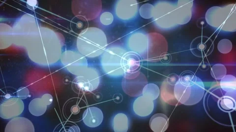 Initial pulse starting core node emitting lines and adding nodes, network Stock Footage 328223773