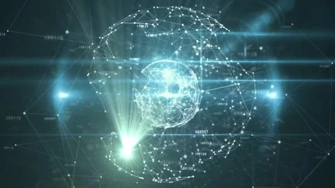 Initial pulse starting data sphere pulsing, rotating and revealing node clusters 스톡 동영상 311584809