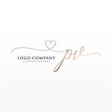 Initial PV beauty monogram and elegant logo design Stock Illustration