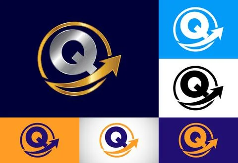 Initial Q monogram alphabet symbol design incorporated with the arrow. Fina.. Stock Illustration
